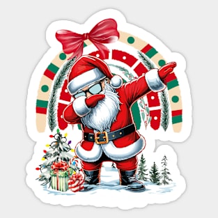 Dabbing Santa Claus Christmas Tree Lights Fun Rainbow xmas Sticker